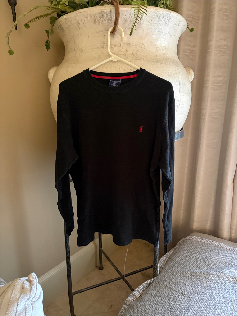 Polo by Ralph Lauren Black Long-Sleeve Crewneck Shirt with Red Pony